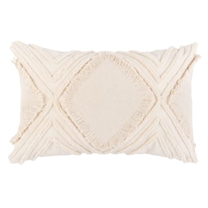 Housse de coussin en coton motif tufté écru Silwa