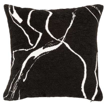 Housse de coussin tissée jacquard motif noir et blanc Amy