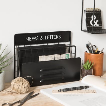 Mail Desk Organizer, 1 x Metal Letter Holder, 15 x 5.5 x 9.5 cm