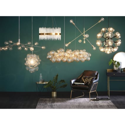 Kugel-Kronleuchter Gold – 5-flammig, 50 Cm, LED – Mid-Century Pendelleuchte Für Kücheninsel Oder Esszimmer