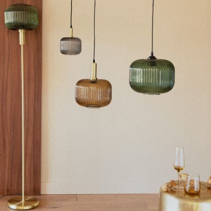 Lampadario in metallo ferro multicolore e paralume in vetro Kangaroo