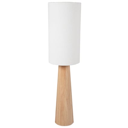 Lampadaire en bois d'hévéa et abat-jour en tissu bouclette crème H141