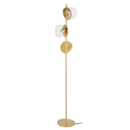 Lampadaire en métal doré et globes ovoïdes en verre opaque H165 Esme | Maisons du Monde