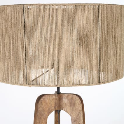 Lampe à Poser En Bois - Style Scandinave Vintage - Pied Bois (Marron)