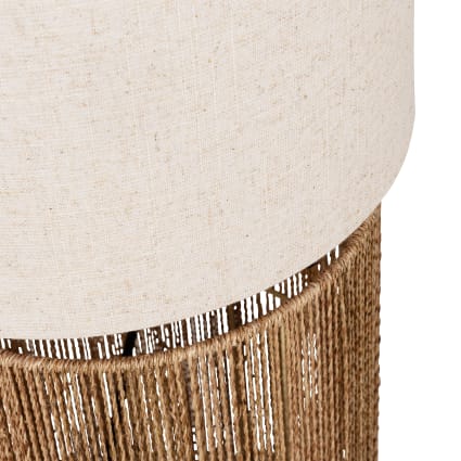 Abat-jour Lampadaire Ivoire Frangé Vintage 1970 - 9x18x16 Pouces