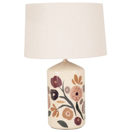 Henley - Lampe en céramique à motif floral et abat-jour en polyester recyclé
