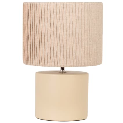 Lampe en céramique et abat-jour en lin effet vague beige Florentin | Maisons du Monde
