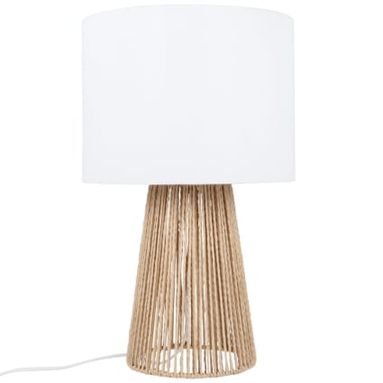 Lampe en rotin et abat-jour blanc Adene | Maisons du Monde
