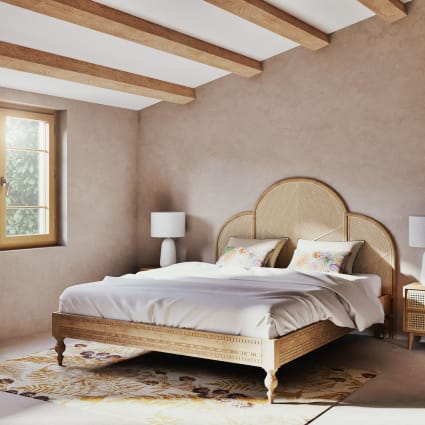 Letto in legno massello di mango scolpito 160x200cm Meeko