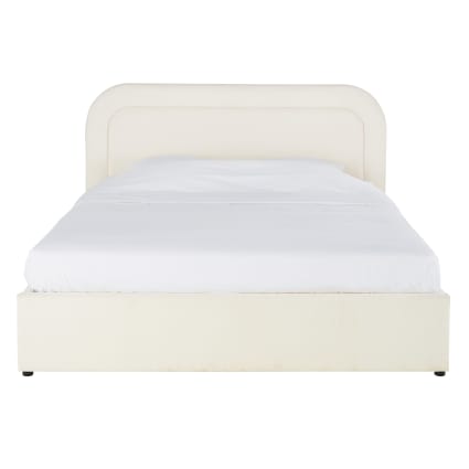 Lit coffre bouclettes blanches 160x200 avec sommier à lattes Buldos | Maisons du Monde