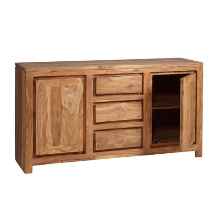 Mensola In Legno Massello Sheesham WOHNLING, 44x44x60 Cm, 2 Ripiani, Piedi Robusti, Stile Country, Fatta A Mano
