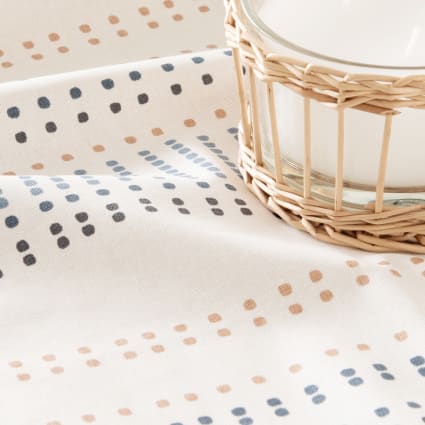 Mantel revestido de algodón blanco con estampado multicolor 150 x 250