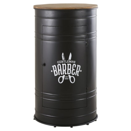 Baril métal HERMES 60 L NOIR BRILLANT décoration industrielle coffre