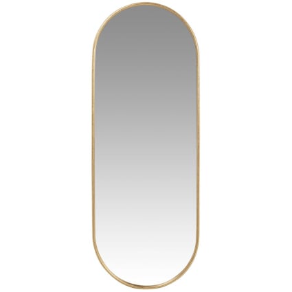 Miroir ovale en aluminium doré effet feuilles d'or, 30x80 cm