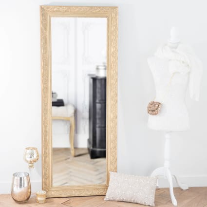 Miroir rectangulaire à moulures en bois de paulownia irisé 67x97 Céleste | Maisons du Monde