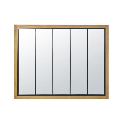 Miroir verrière rectangulaire en pin et aluminium noir 120x95 cm Ralph Maisons du Monde