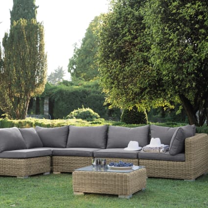 Modulo angolare per divano da giardino in resina intrecciata