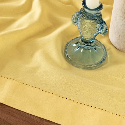 Nappe Rectangulaire En Coton Imprimé Fond Jaune - Motif Arabesques - 150 X 250 Cm - Denia