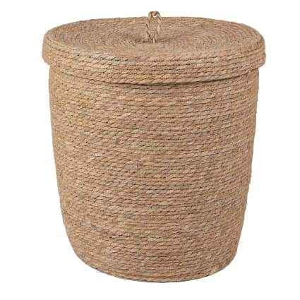 Panier à linge en fibre végétale avec couvercle