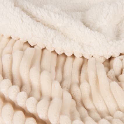 Dubble - Plaid en polaire et sherpa écru 170x130