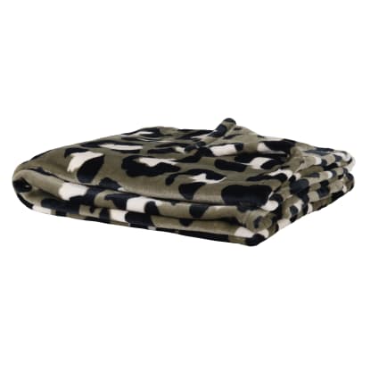 Plaid en polyester recyclé effet polaire imprimé léopard 130x170