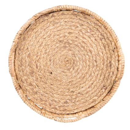 Macosa NO38275 Lot de 2 plateaux décoratifs ovales en jacinthe d'eau naturelle tressée