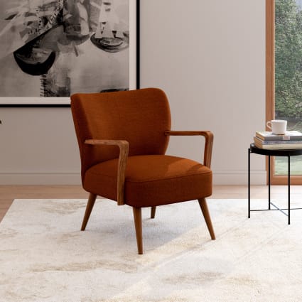 Poltrona Ruggine Poltrona in tessuto bouclé color ruggine Meyer | Maisons du Monde