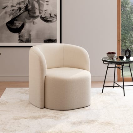 Poltrona in tessuto bouclé écru Bobun Maisons du Monde