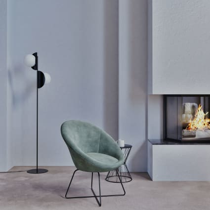 Poltrona in velluto verde con gambe in acciaio nero Hipop - Main Image