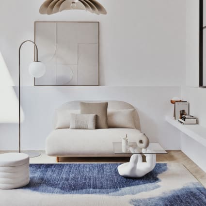 Pouf contenitore in tessuto bouclé