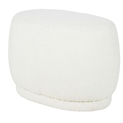 Miliboo - Pouf Rond En Tissu Effet Laine Bouclée Blanc Cassé Et Métal