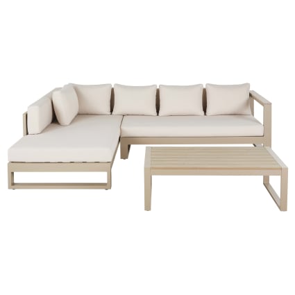 Salon de jardin 5 places en aluminium taupe et écru Thetis | Maisons du Monde