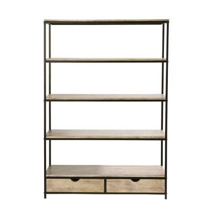 BDW Scaffale Loft Moderno in Metallo - Scaffale da Soggiorno - Scaffale in Stile Industriale - 6 Ripiani - Mobili Industriali - Vintage - Stile Industriale - 192x50x32cm Bianco/Rovere Artigianale