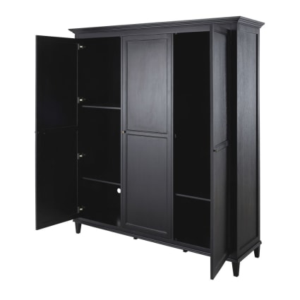 Schwarzer 3-türiger Kleiderschrank, 179 Cambronne