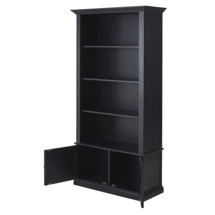 Schwarzes Bücherregal mit 2 Türen, 90 cm breit Cambronne