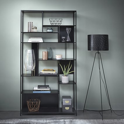 Schwarzes Stahlregal, 107 cm lang Simply