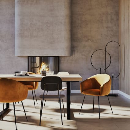 Sedia con braccioli in velluto ocra Kyss Maisons du Monde