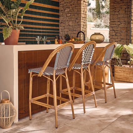 Sedia da bar da giardino professionale in resina intrecciata