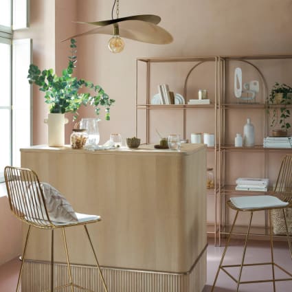 Sedia da bar in acciaio dorato e bianca H76 Huppy Maisons du Monde