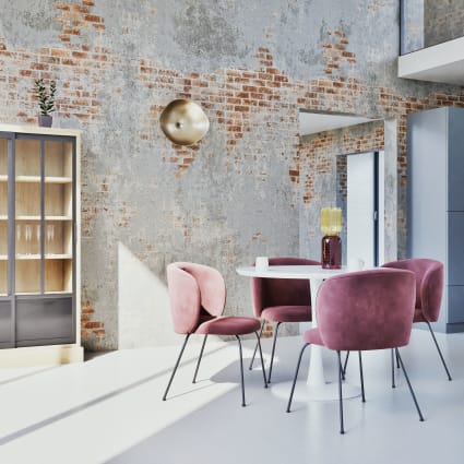 Sedia in velluto terracotta e acciaio nero Kate Maisons du Monde