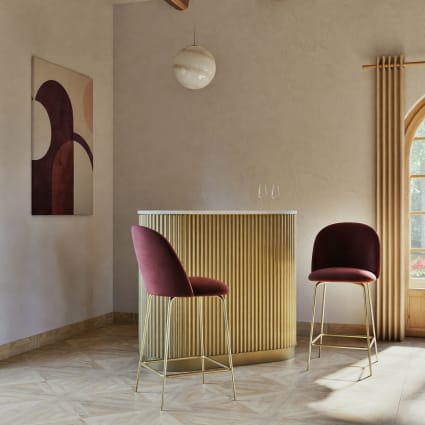 Sedia per isola centrale in velluto terracotta H65 Ginette