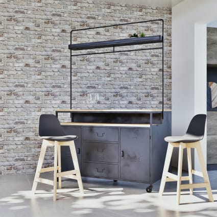 Sedia per isola centrale stile scandinavo nera e quercia H66 Ice