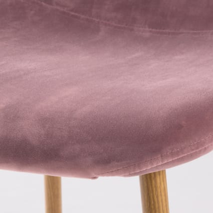 Pouf 35 cm effetto velluto rosa antico con base oro - Elenor
