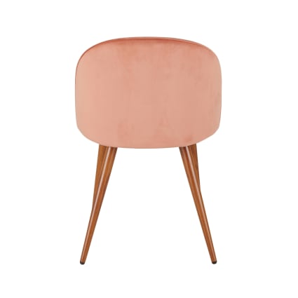 Sedia vintage in velluto riciclato rosa e acciaio effetto rovere