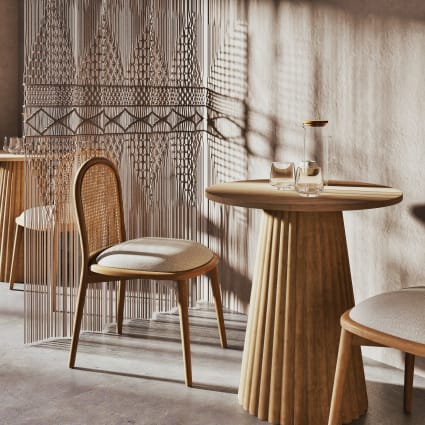 Sedie in tessuto écru effetto lana bouclé (x2) Malek Business