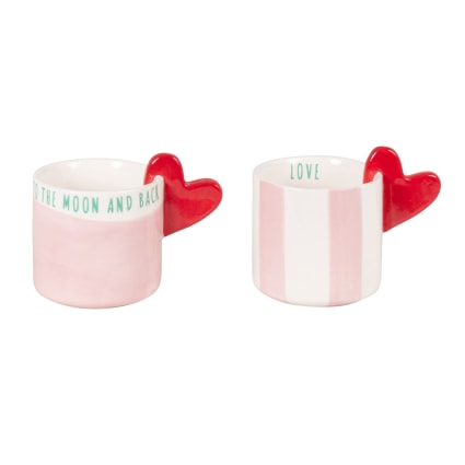Tazza Cuore In Gres Fatto A Mano 150 Ml - Mea-Living STONEWARE - Rosa Romantico Per Caffè E Tisane