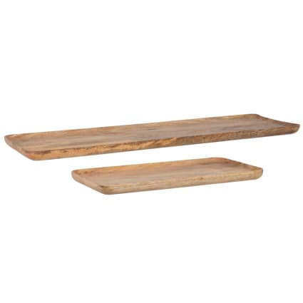 Tagliere Rustico In Legno Di Mango Massiccio - Vassoio Portata 38x15 Cm - Per Formaggi, Salumi, Antipasti