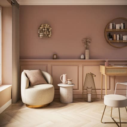 Sgabello in velluto beige e metallo dorato Maisons du Monde