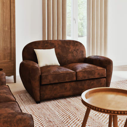 Sofá de plazas de antelina marrón Arizona Maisons du Monde