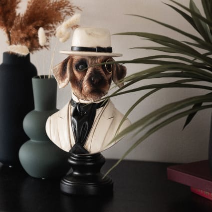 Figurine Résine Homme Tête De Chien Aviateur – DKD – H34cm – Déco Originale
